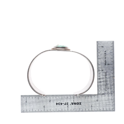 7" c1940 Vintage Navajo intricately stamped/chiseled cuff bracelet w/ turquoise