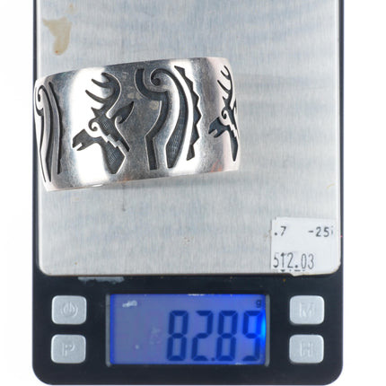 6.6" Larry Pooyouma Hopi overlay wide deer sterling silver cuff bracelet