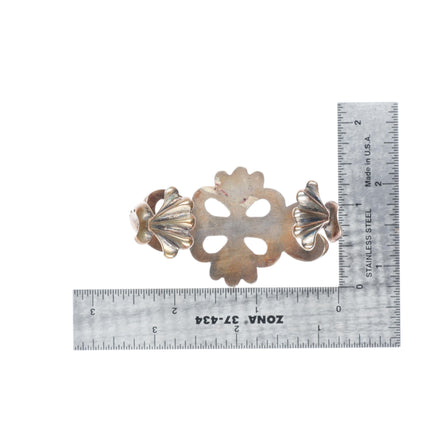 6" Vintage Zuni or Navajo tufa cast ingot silver stamped cuff bracelet