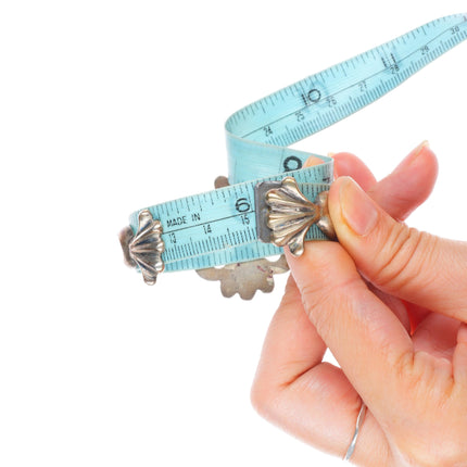 6" Vintage Zuni or Navajo tufa cast ingot silver stamped cuff bracelet