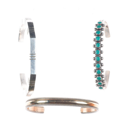 6.25"-6.5" Vintage Navajo/southwestern sterling silver stacker cuff bracelets