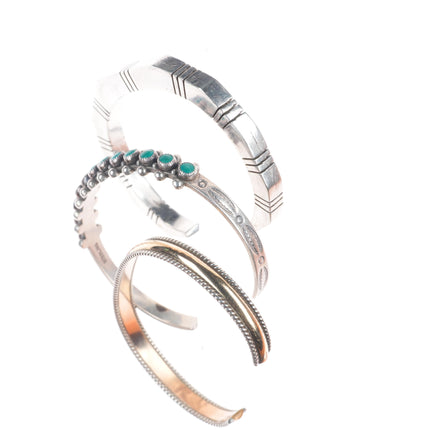 6.25"-6.5" Vintage Navajo/southwestern sterling silver stacker cuff bracelets