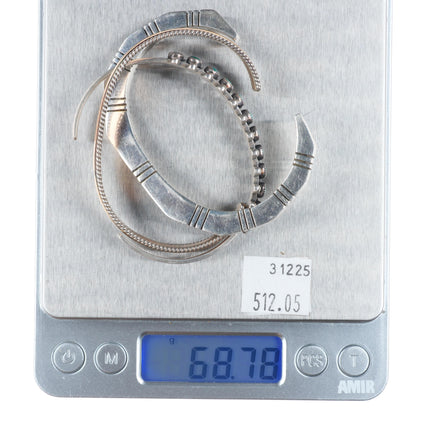 6.25"-6.5" Vintage Navajo/southwestern sterling silver stacker cuff bracelets