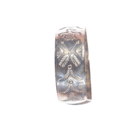 7" 1940's Navajo/Fred Harvey sterling silver hand stamped cuff bracelet