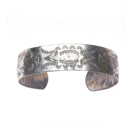 7" 1940's Navajo/Fred Harvey sterling silver hand stamped cuff bracelet