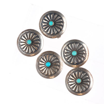 5 Vintage Southwestern sterling silver/turquoise button covers