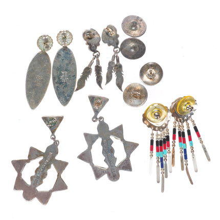 6pr Vintage Southwestern/Navajo sterling silver, turquoise, earrings lot