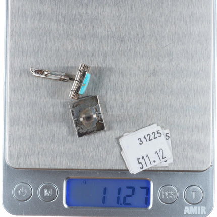 50's-60's Vintage Navajo sterling silver high grade turquoise cufflinks