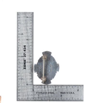 40's-50's Vintage Navajo sterling silver #8 spiderweb turquoise pin/brooch