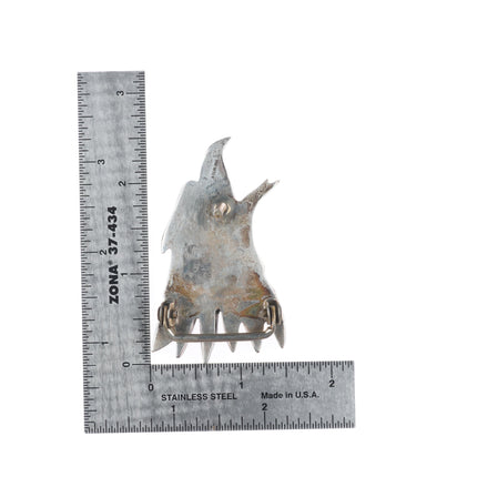 Vintage southwestern sterling silver carved shell eagle head belt buckle