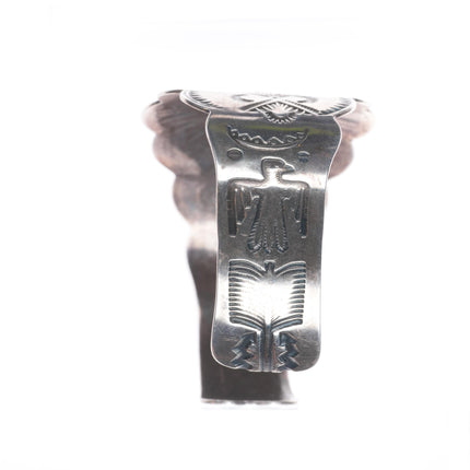 6.7" 1940s Vintage Navajo sterling silver Fred Harvey style wide cuff bracelet