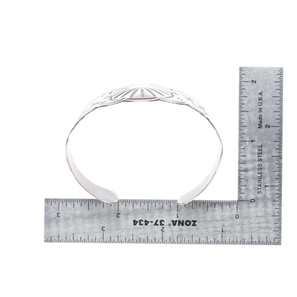 6.7" 1940s Vintage Navajo sterling silver Fred Harvey style wide cuff bracelet