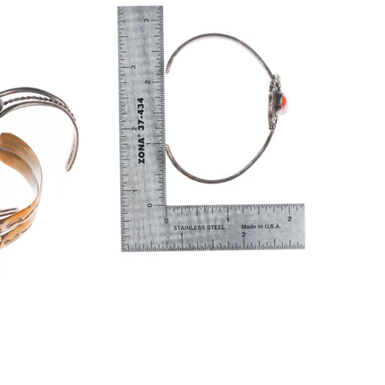 6"-6.5" Vintage Navajo/southwestern sterling silver/brass cuff bracelet lot
