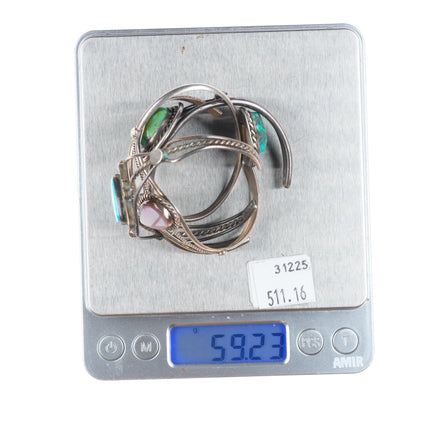 5.25"-6.25" Vintage Navajo/southwestern sterling silver turquoise cuff bracelets