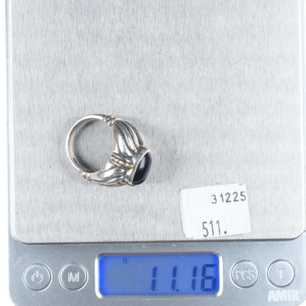 sz7.5 Lagos Caviar 18k gold/Sterling silver black onyx retro ring