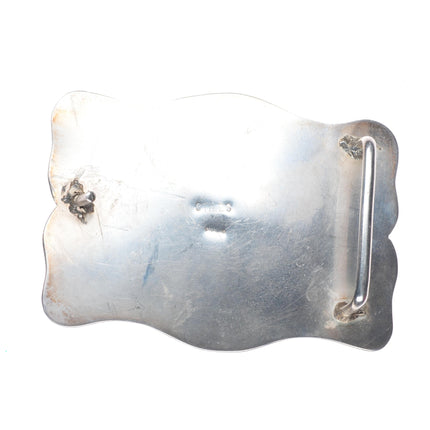 Vintage Stiles Southwestern Brutalist  sterling silver gemset belt buckle