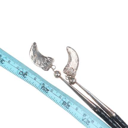 Heavy vintage southwestern sterling silver patriotic eagle bolo tie fancy tips