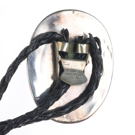 c1960 c-31 Zuni sterling silver turquoise/coral inlay thunderbird bolo tie