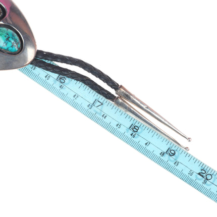 Carl Allen Begay (1912-1972) Navajo sterling silver turquoise/coral bolo tie