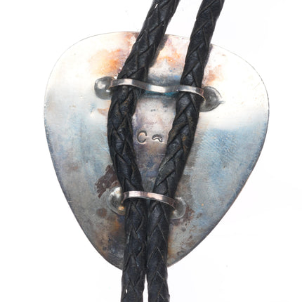 Carl Allen Begay (1912-1972) Navajo sterling silver turquoise/coral bolo tie