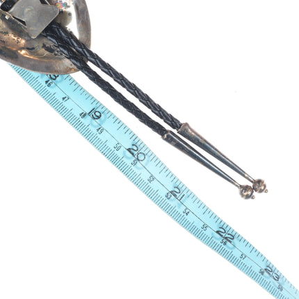 Roy B. Platero Navajo sterling silver 2 stone turquoise vintage bolo tie