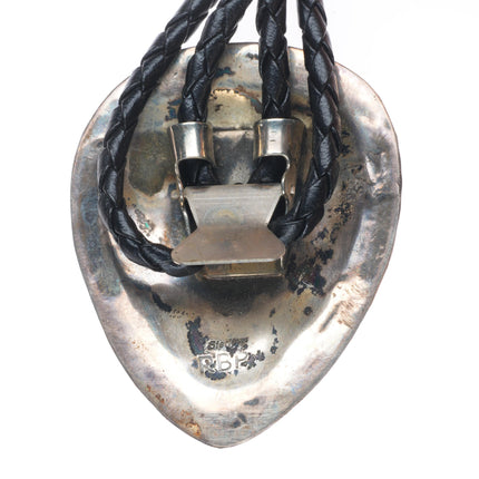 Roy B. Platero Navajo sterling silver 2 stone turquoise vintage bolo tie