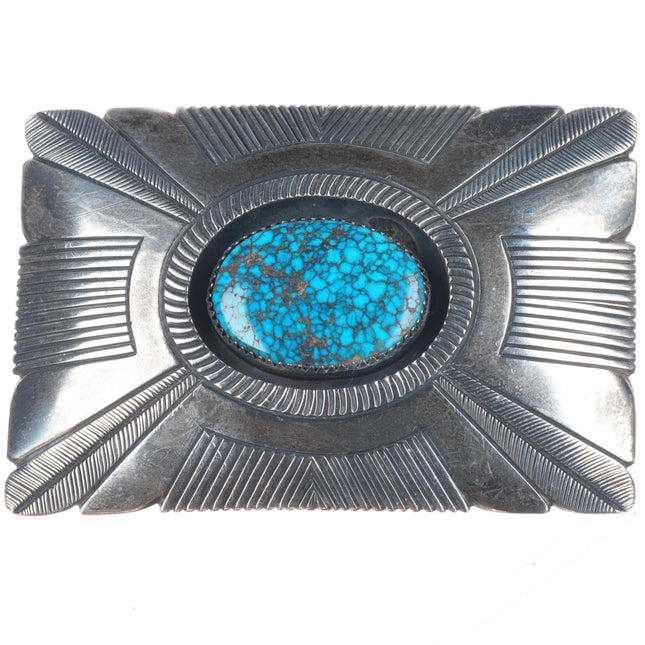 Navajo/Southwestern sterling silver high grade spiderweb turquoise belt buckle