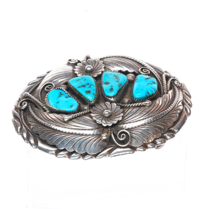 Vintage Ben Boyd Navajo sterling silver 4 stone turquoise belt buckle