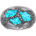 Thomas Nez Navajo sterling silver high grade Kingman turquoise belt buckle