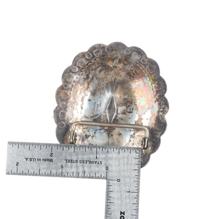 Marcella James Navajo sterling silver concho style deep stamped belt buckle