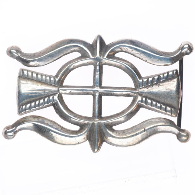 40's-50's Vintage Navajo sterling silver cast ketoh style belt buckle