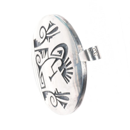 Cheryl Wadsworth Hopi overlay spinner kokopelli/sunface pendant sterling silver