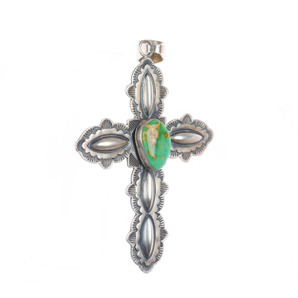 Big Derrick Gordon Navajo sterling silver Royston turquoise cross pendant