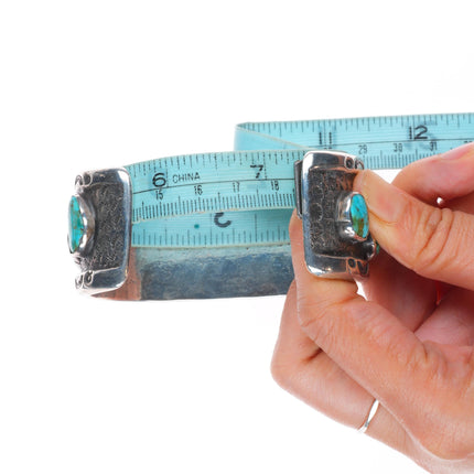 7.25" Heavy vintage Navajo sterling silver turquoise nuggets cuff bracelet