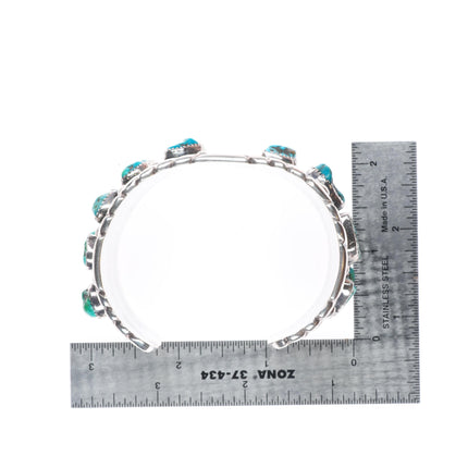 7" Heavy vintage Navajo Ernest Largo sterling silver turquoise cuff bracelet