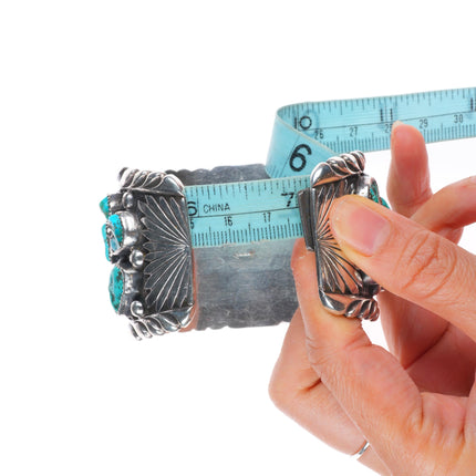 7" Heavy vintage Navajo Ernest Largo sterling silver turquoise cuff bracelet