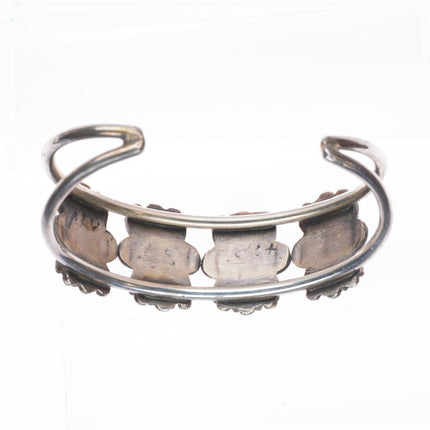 6" Vintage Zuni sterling silver petit point turquoise domed center cuff bracelet