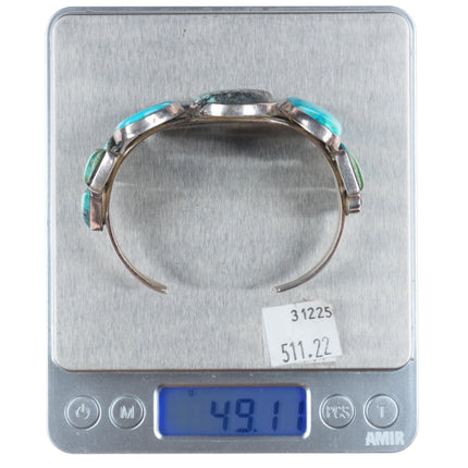 7" Vintage Southwestern/Navajo sterling silver multimine turquoise cuff bracelet