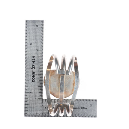 6" Vintage Navajo sterling silver Kingman turquoise 3 shank cuff bracelet