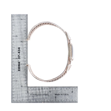 6.8" 1940's Vintage Navajo sterling silver petrified wood agate cuff bracelet