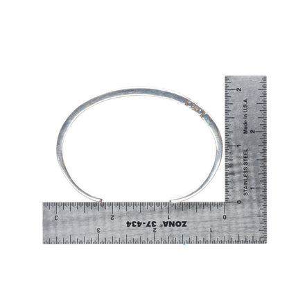 7.1" Vintage Navajo sterling silver lapis channel inlay cuff bracelet