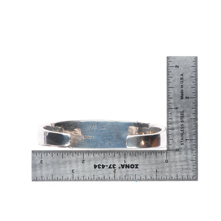 7.1" Vintage Navajo sterling silver lapis channel inlay cuff bracelet