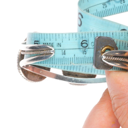 6.1" Vintage Navajo sterling silver 3 large stone turquoise cuff bracelet