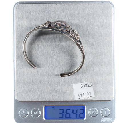 6.25" 1940's Vintage Montana agate Navajo sterling silver cuff bracelet