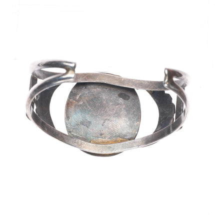 6.5" Vintage Zuni sterling silver mother of pearl/turquoise inlay cuff bracelet