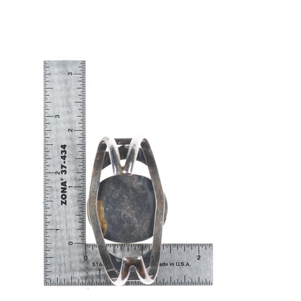 6.5" Vintage Zuni sterling silver mother of pearl/turquoise inlay cuff bracelet