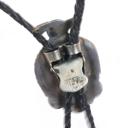 c1960 c-31 Zuni sterling silver thunderbird bolo tie turquoise/coral inlay