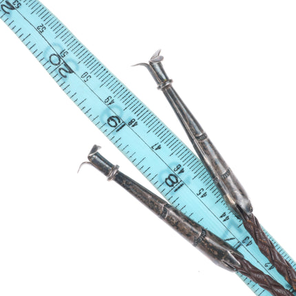 40's-50's Navajo sterling silver cast Yei bolo tie with fine/ornate tips