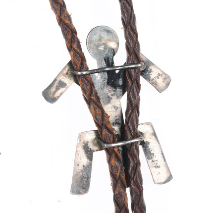 40's-50's Navajo sterling silver cast Yei bolo tie with fine/ornate tips
