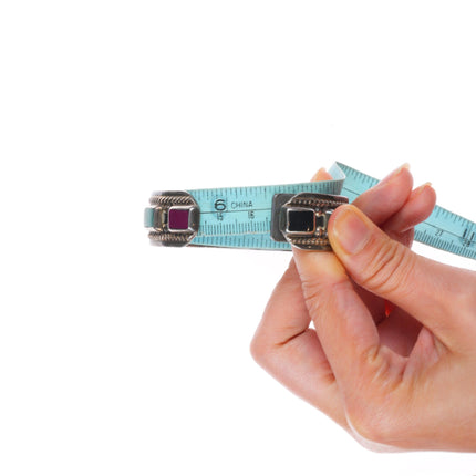 6.5"-6.75" Retro Mexican sterling silver multi-stone cuff bracelets tiger's eye